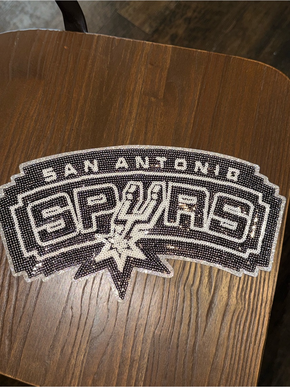 San Antonio Spurs Rhinestone Patch - Black & Silver